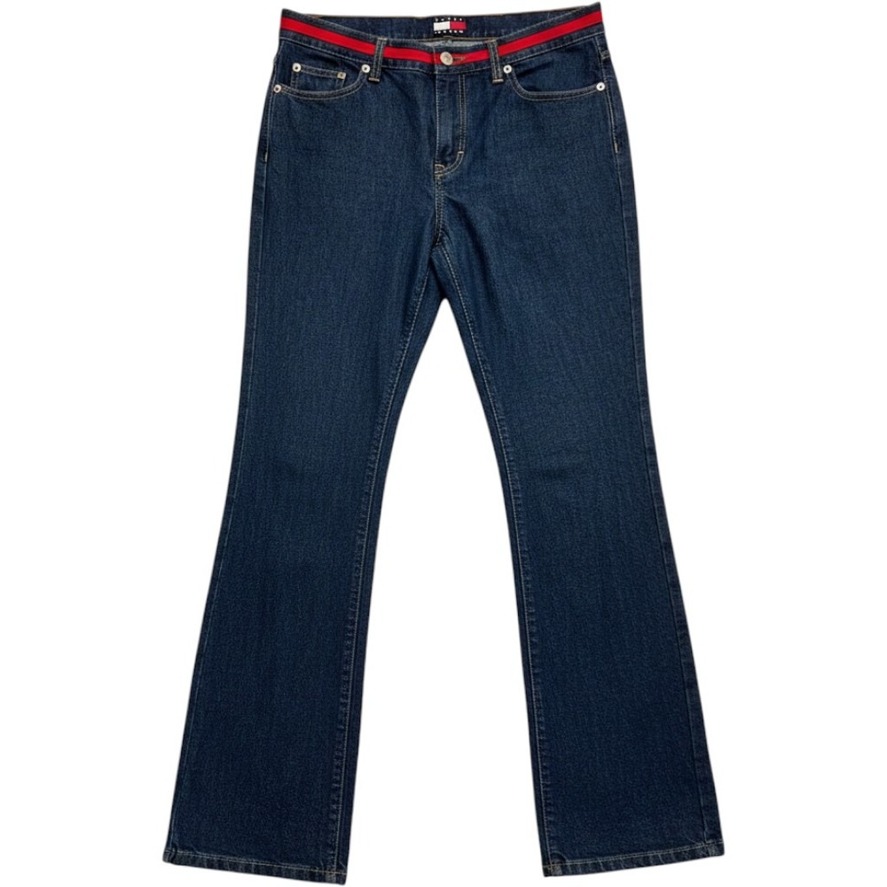 Tommy Jeans Womens Vintage Y2K Low Rise Red Trim Straight Leg Denim Blue Size 9